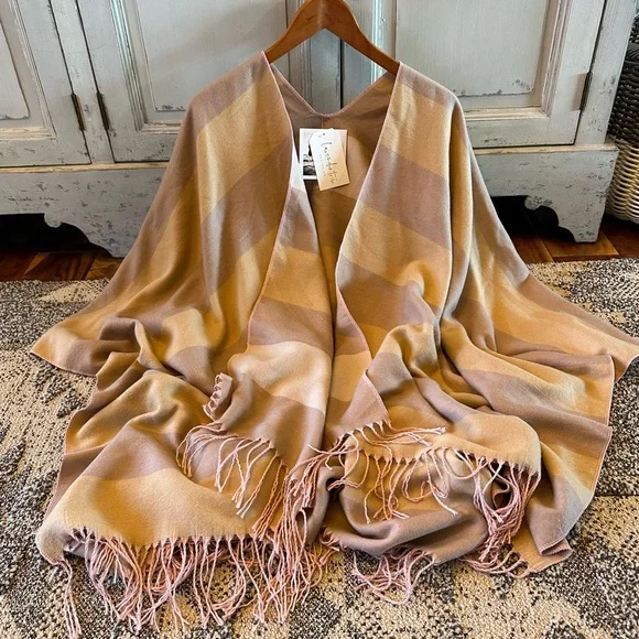 New Bohemian Stripped Fringed Blanket Cardigan Sweater Wrap Top Shawl - Picture 5 of 11